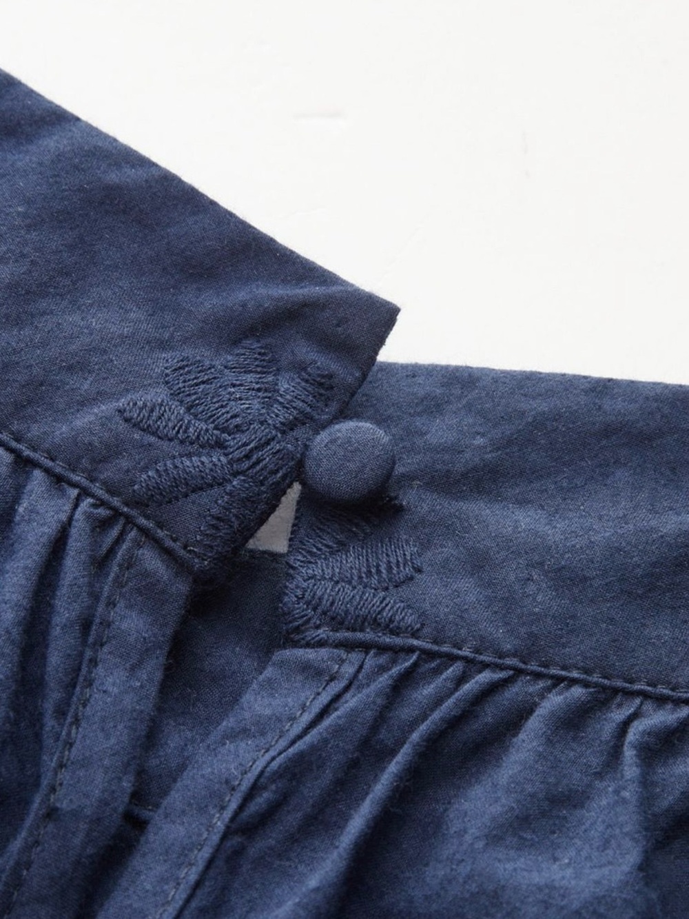 Commense Navy Eyelet Embroidery Top with Matching Tie-Cuff Pants Set - Picture 9 of 9